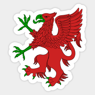 Griffin Rampant in Red and Green Sticker